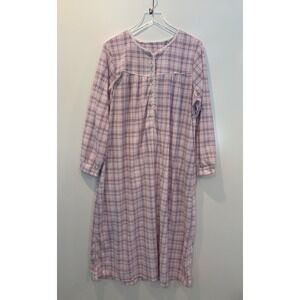 Lanz of Salzburg Pink Plaid Fleece Nightgown Sleepwear Womens Size Large
